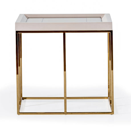 Carmela Shimmer Ivory Side Table - Ornate Home