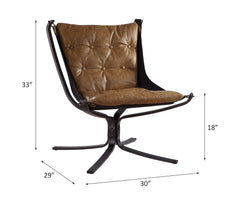 Carney Coffee Top Grain Leather Accent Chair - Ornate Home