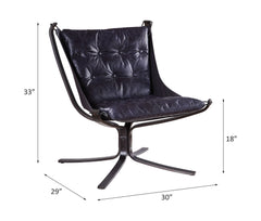 Carney Vintage Blue Top Grain Leather Accent Chair - Ornate Home