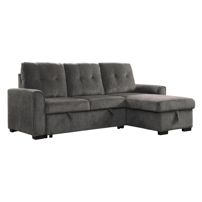 Carolina Dark Gray 2-Piece Reversible Sectional Pull-Out Bed - Ornate Home