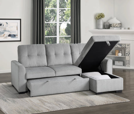 Carolina Gray 2-Piece Reversible Sectional Pull-Out Bed - Ornate Home