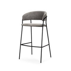 Carolyn Gray/Matte Black Bar Stool Fabric & Metal