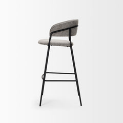 Carolyn Gray/Matte Black Bar Stool Fabric & Metal