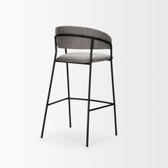Carolyn Gray/Matte Black Bar Stool Fabric & Metal