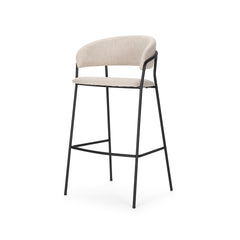 Carolyn Oatmeal/Matte Black Bar Stool Fabric & Metal - Ornate Home