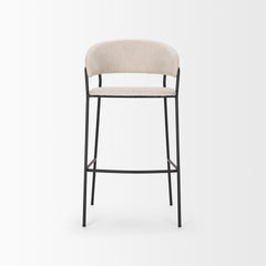 Carolyn Oatmeal/Matte Black Bar Stool Fabric & Metal - Ornate Home