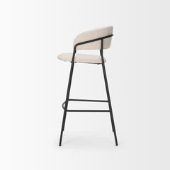 Carolyn Oatmeal/Matte Black Bar Stool Fabric & Metal - Ornate Home