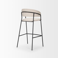 Carolyn Oatmeal/Matte Black Bar Stool Fabric & Metal - Ornate Home