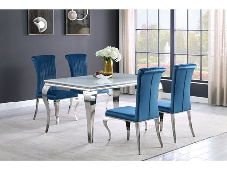 Carone Blue White Glass Top Dining Room Set - Ornate Home