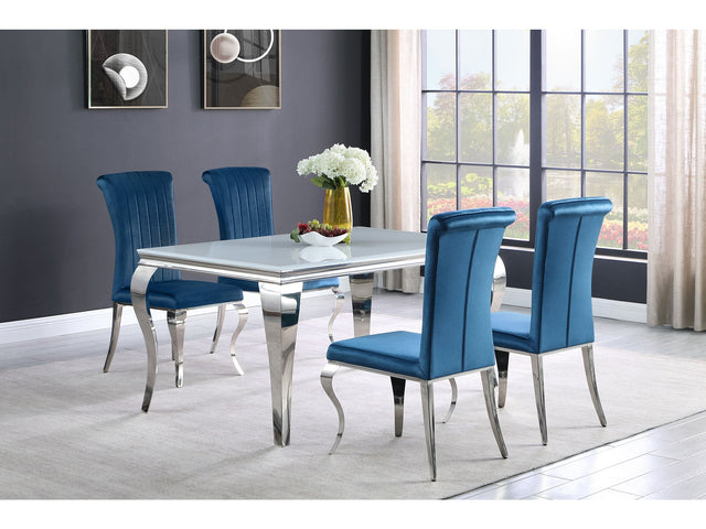 Carone Blue White Glass Top Dining Room Set - Ornate Home