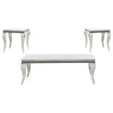 Carone White 3-piece Glass Top Coffee and End Table Set - Ornate Home