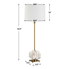 Caronia Brass/White Coral Buffet Lamp - Ornate Home