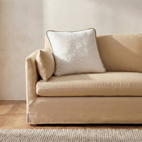 Carr Cream Faux Fur 25-in Cushion - Ornate Home