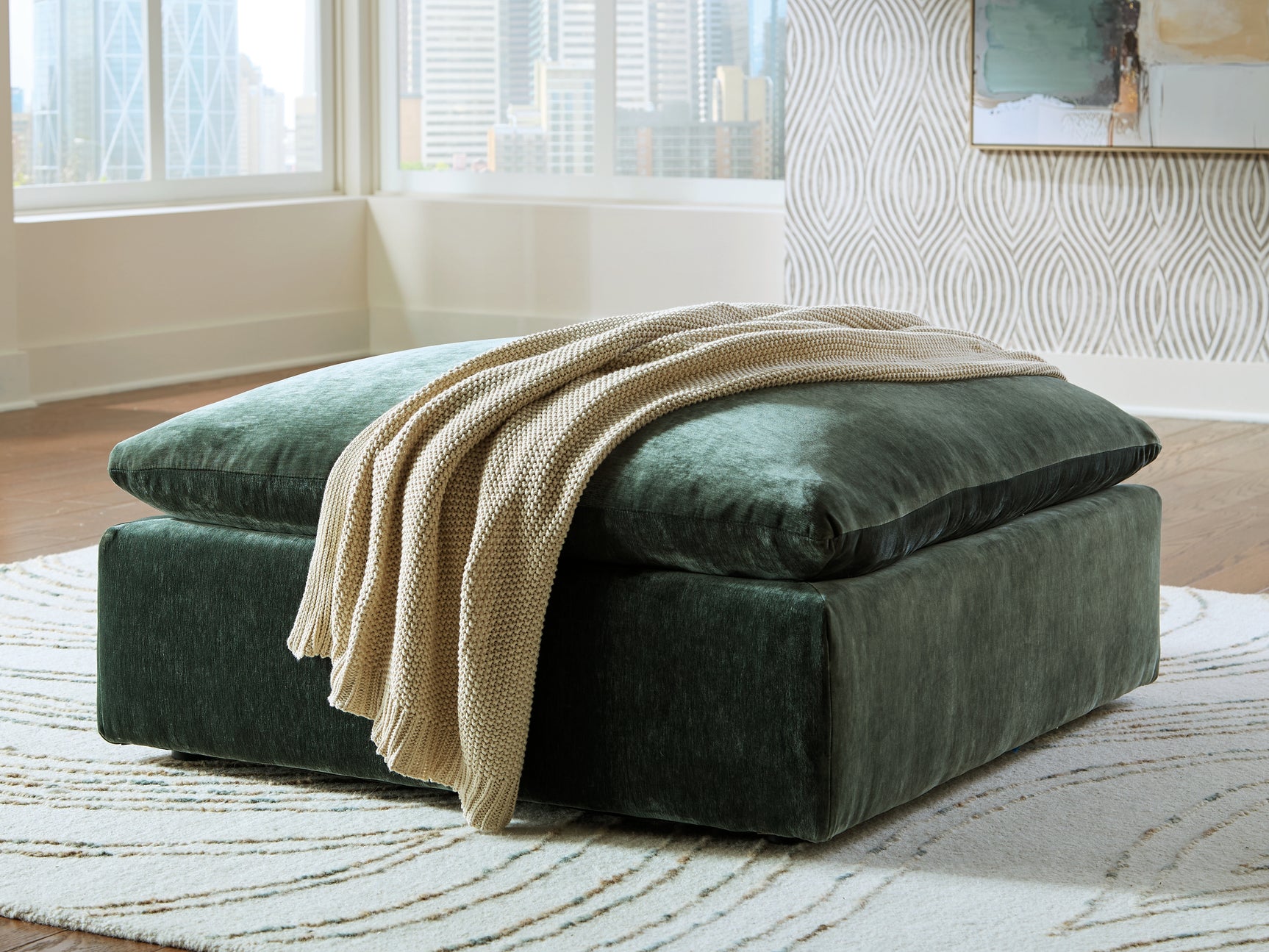 Carriage View Jade Oversized Accent Ottoman - Ornate Home