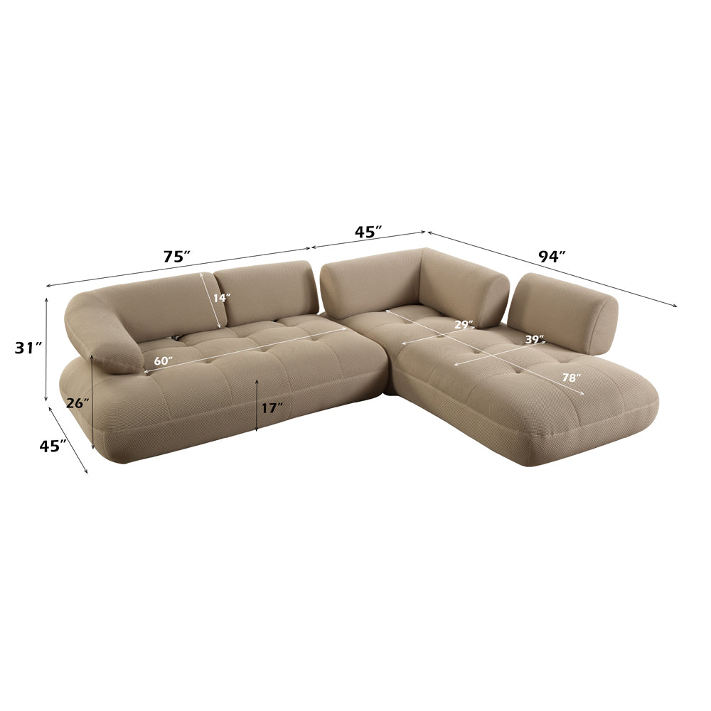 Carrick Beige Sectional Sofa W/6 Pillows - Ornate Home