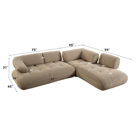 Carrick Beige Sectional Sofa W/6 Pillows - Ornate Home