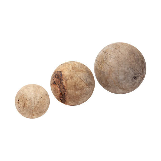 Carrick Natural Wood Decorative Spheres (Set of 3) - Ornate Home
