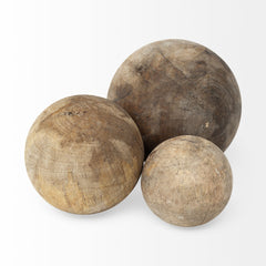 Carrick Natural Wood Decorative Spheres (Set of 3) - Ornate Home