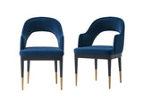 Carrington Dining Armchair in Midnight Blue (set of 2) - Ornate Home