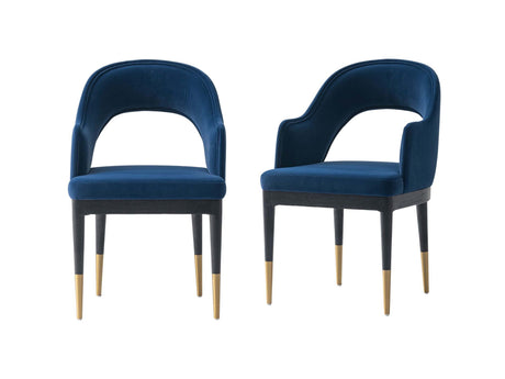 Carrington Dining Armchair in Midnight Blue (set of 2) - Ornate Home