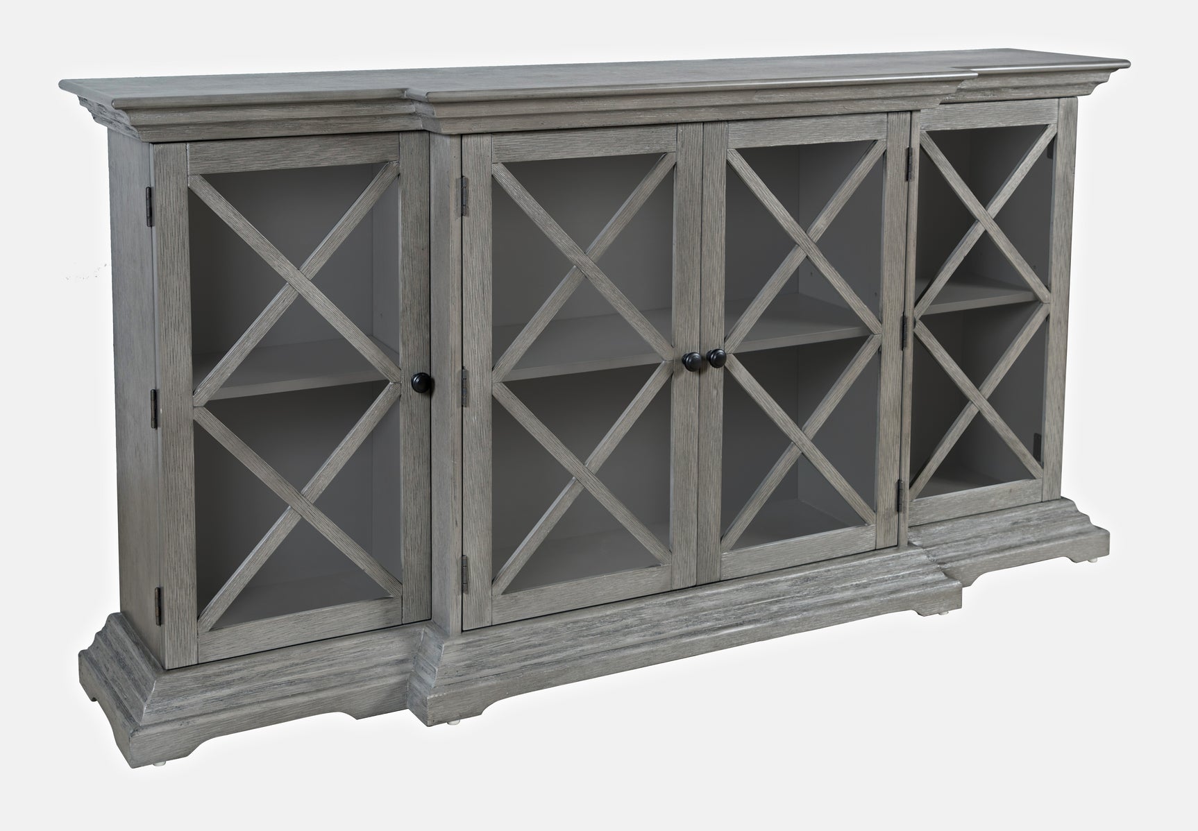 Carrington Grey Large Breakfront Cabinet - Ornate Home