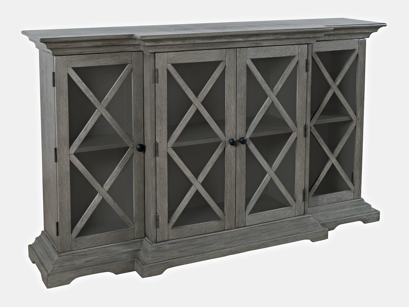 Carrington Grey Small Breakfront Cabinet - Ornate Home