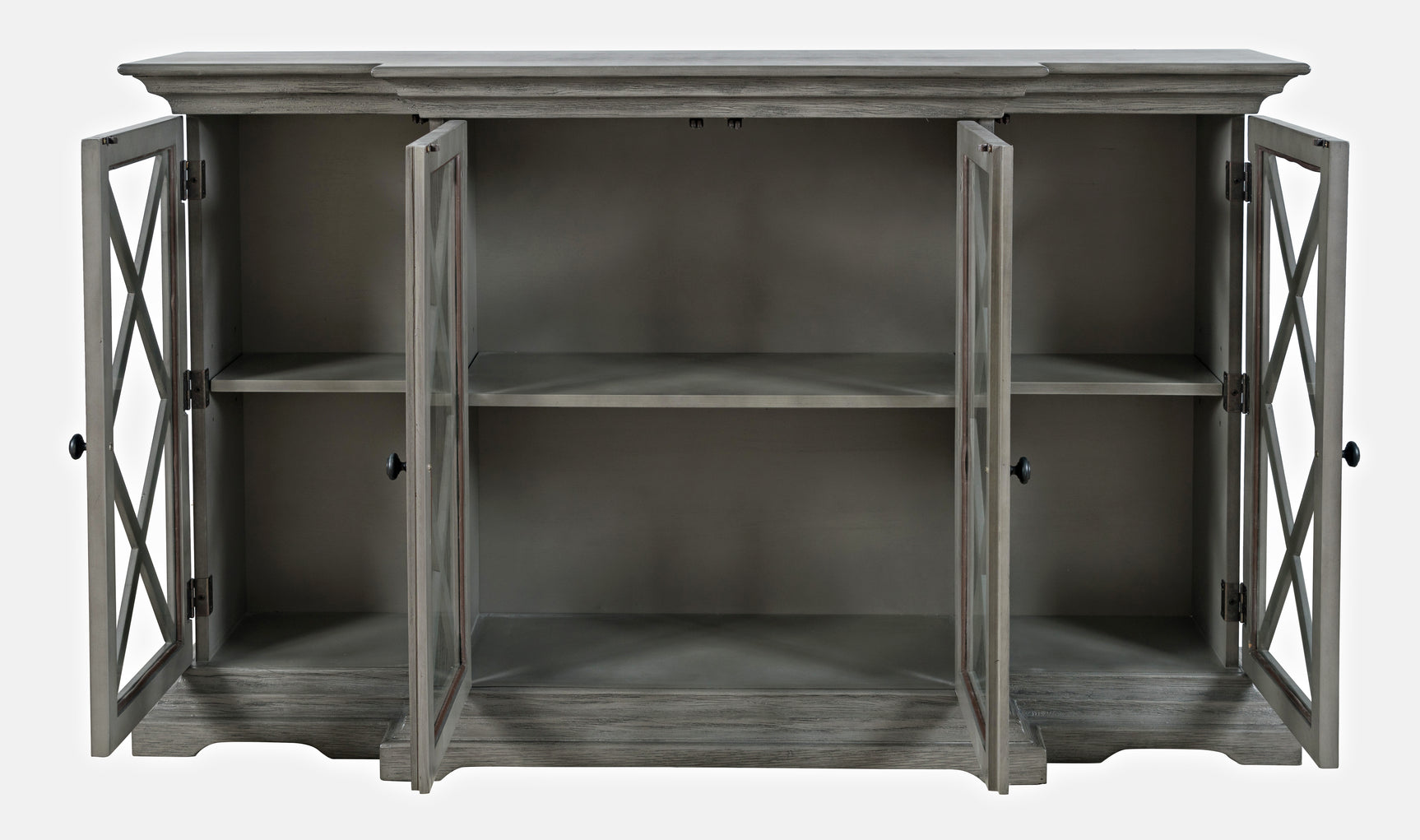 Carrington Grey Small Breakfront Cabinet - Ornate Home
