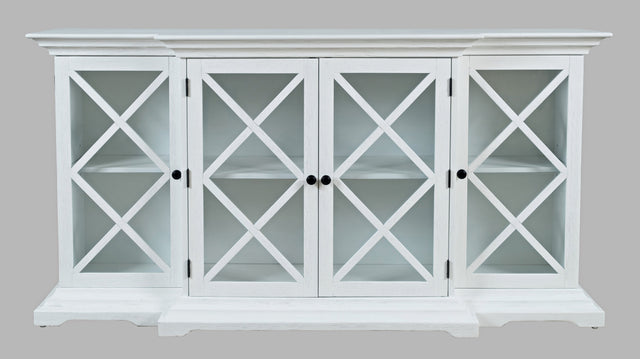 Carrington White Large Breakfront Cabinet - Ornate Home