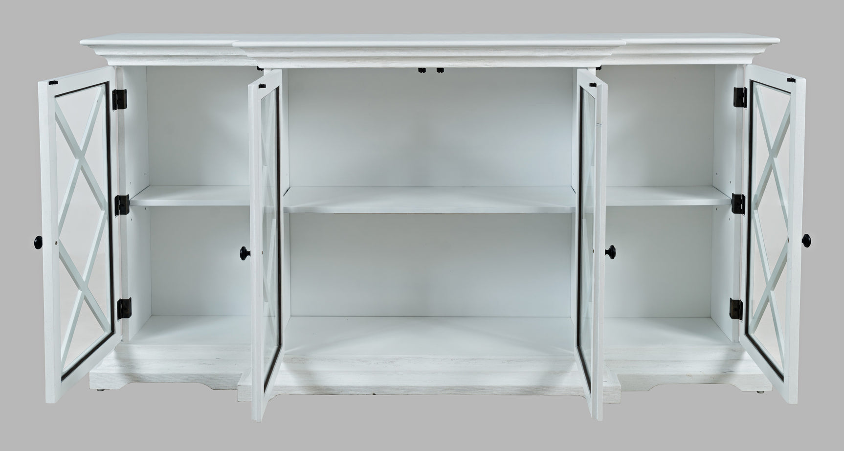 Carrington White Large Breakfront Cabinet - Ornate Home