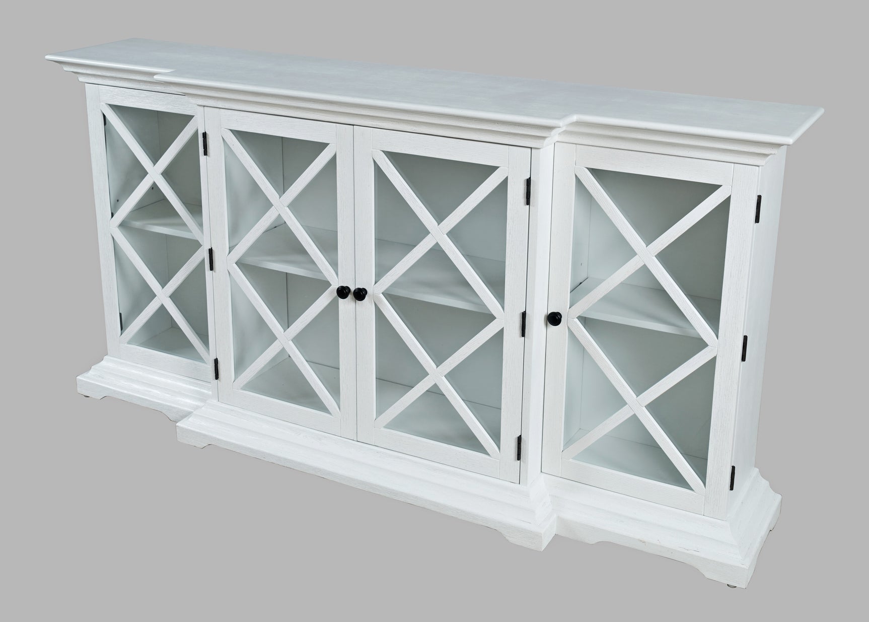 Carrington White Large Breakfront Cabinet - Ornate Home
