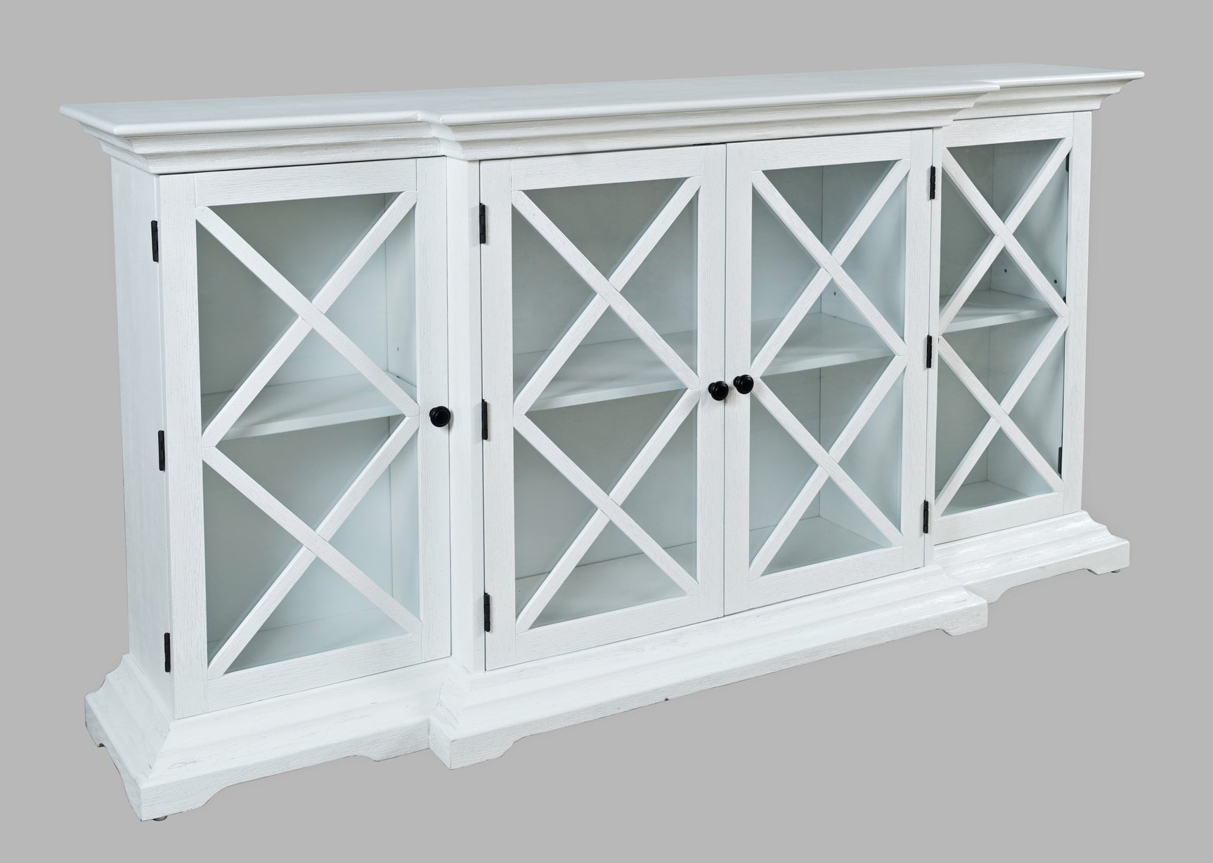 Carrington White Large Breakfront Cabinet - Ornate Home