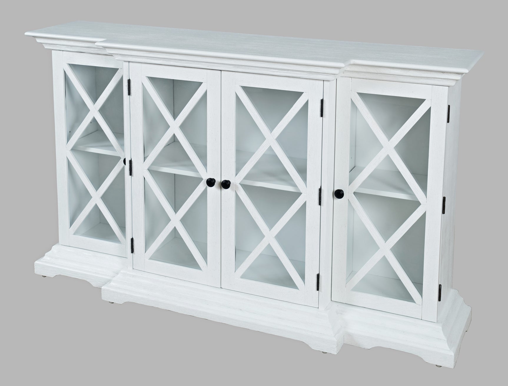 Carrington White Small Breakfront Cabinet - Ornate Home