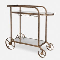 Carrinho Antique Brass Bar Cart - Ornate Home