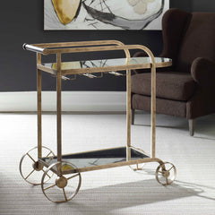 Carrinho Antique Brass Bar Cart - Ornate Home