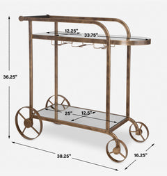 Carrinho Antique Brass Bar Cart - Ornate Home