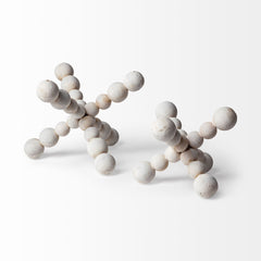 Carrollton Off-White Large Geometric Wood Ball Jack - Ornate Home