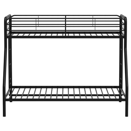 Carson Glossy Black Metal Twin Over Full Bunk Bed - Ornate Home