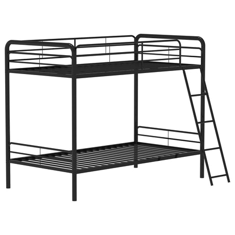 Carson Glossy Black Metal Twin Over Twin Bunk Bed - Ornate Home