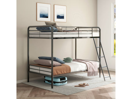 Carson Glossy Black Metal Twin Over Twin Bunk Bed - Ornate Home