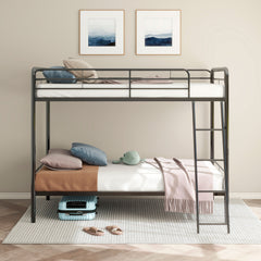 Carson Glossy Black Metal Twin Over Twin Bunk Bed - Ornate Home