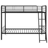 Carson Glossy Black Metal Twin Over Twin Bunk Bed - Ornate Home