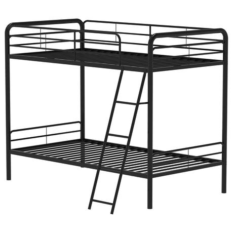 Carson Glossy Black Metal Twin Over Twin Bunk Bed - Ornate Home