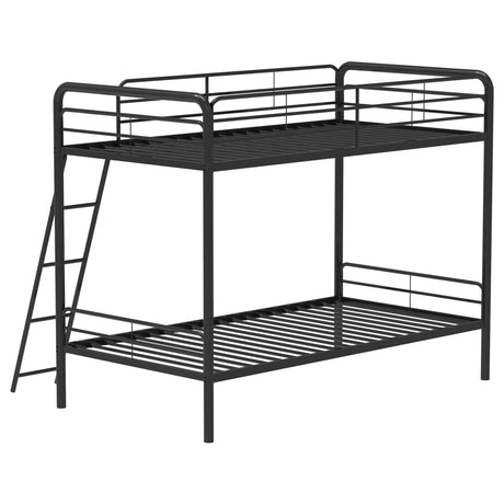 Carson Glossy Black Metal Twin Over Twin Bunk Bed - Ornate Home