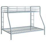 Carson Glossy Silver Metal Twin Over Full Bunk Bed - Ornate Home