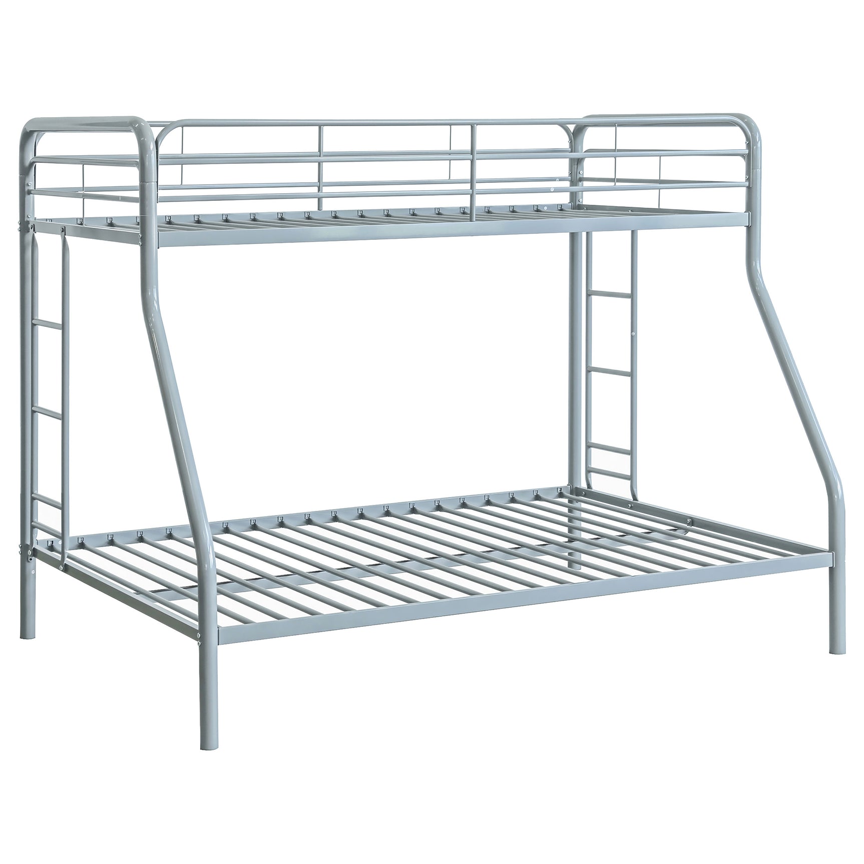 Carson Glossy Silver Metal Twin Over Full Bunk Bed - Ornate Home