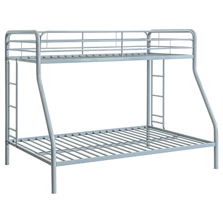 Carson Glossy Silver Metal Twin Over Full Bunk Bed - Ornate Home