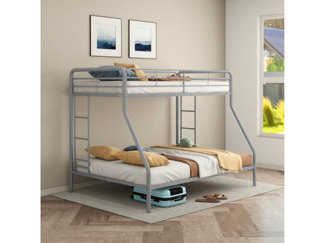 Carson Glossy Silver Metal Twin Over Full Bunk Bed - Ornate Home