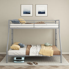 Carson Glossy Silver Metal Twin Over Full Bunk Bed - Ornate Home