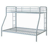 Carson Glossy Silver Metal Twin Over Full Bunk Bed - Ornate Home