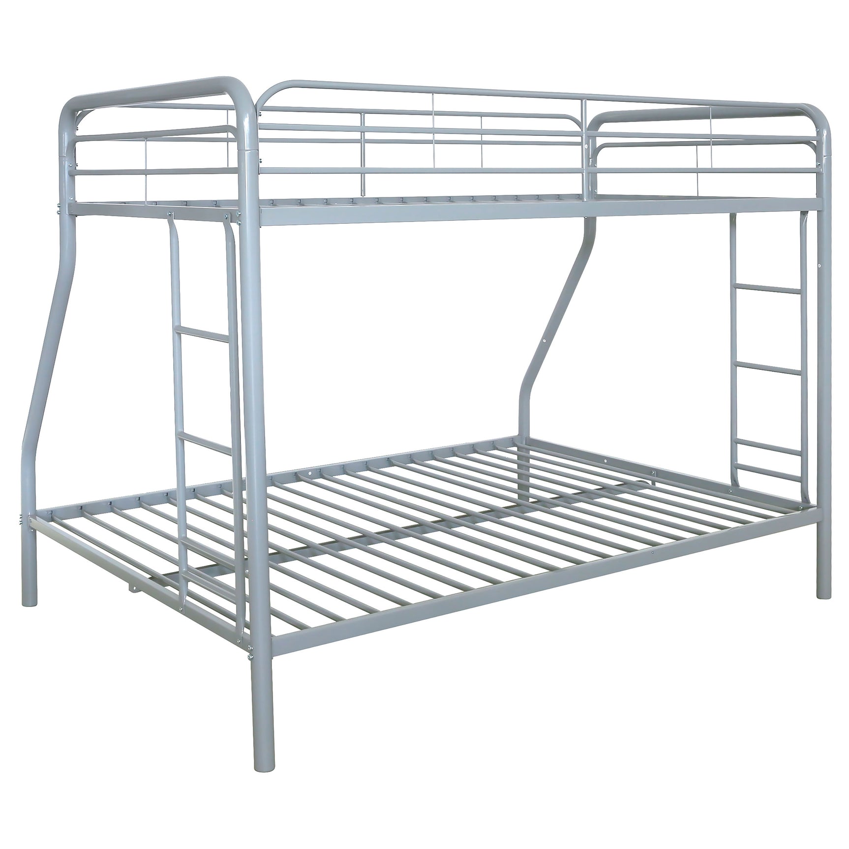 Carson Glossy Silver Metal Twin Over Full Bunk Bed - Ornate Home